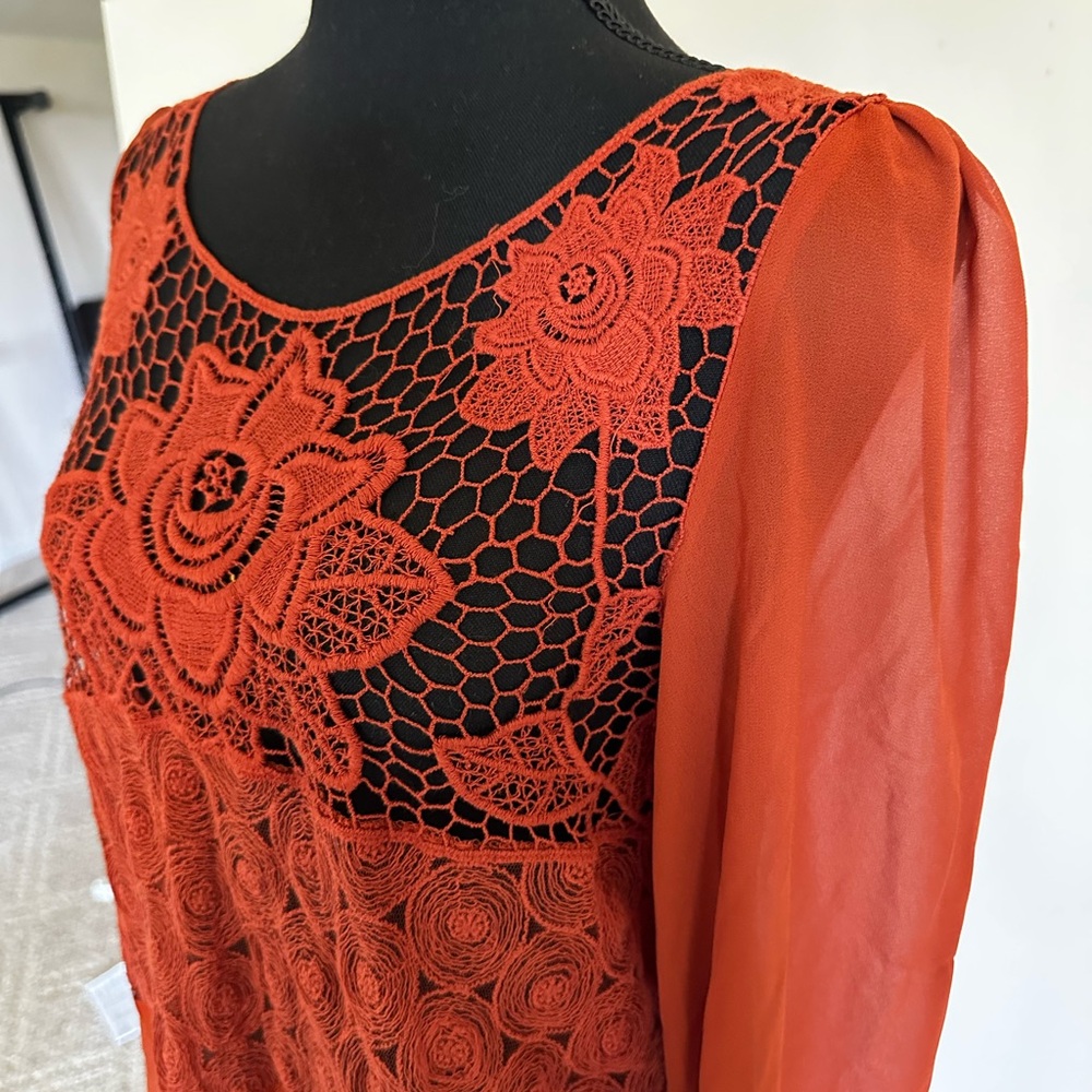 Elegant burnt orange Embellished Blouse